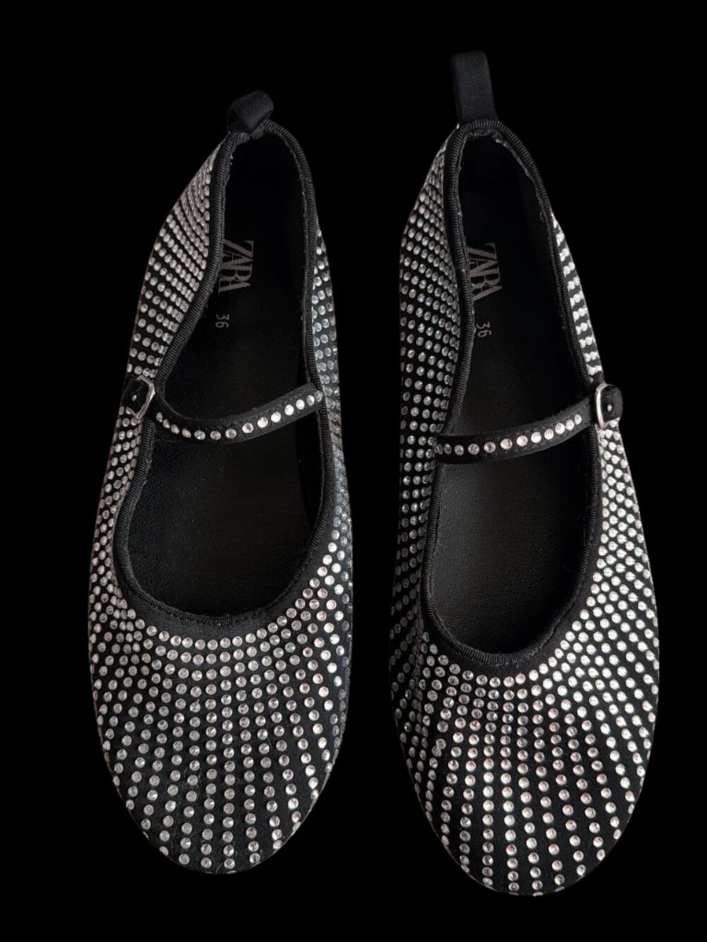 ZARA Rhinestone Embellished Mary Jane Ballet Flats EU 38